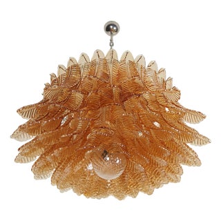 Large Amber Felci Murano Glass Chandelier, 1990s For Sale