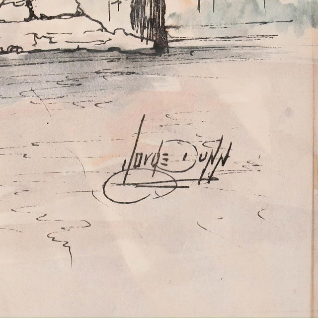 Vintage Signed Architectural Archway Ink and Watercolor Illustration on Paper by Artist Jorge Dunn For Sale - Image 12 of 12