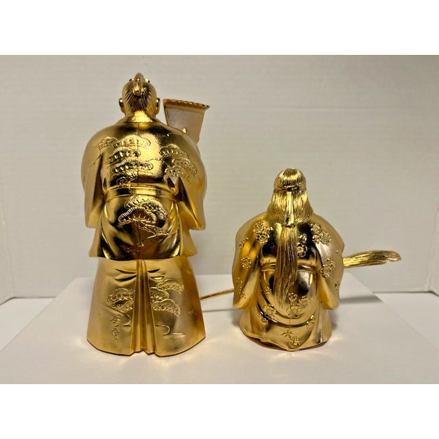 Wood Vintage Japanese Takasago “Jotomba” Happy Couple Figurines in Lacquer Display For Sale - Image 7 of 10