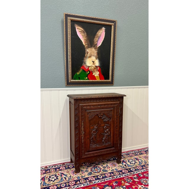 Antique French Breton Jam Cabinet Cupboard Storage Drawer Carved Oak 19th C For Sale In Dallas - Image 6 of 18