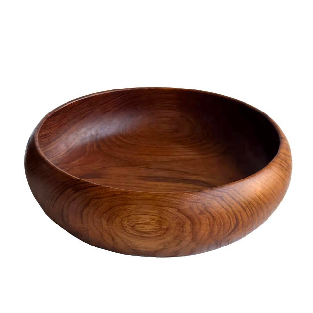 Mid-Century Modern Mid 20th Century Hand-Turned Teak Wood Bowls, 5 Pieces For Sale - Image 3 of 16
