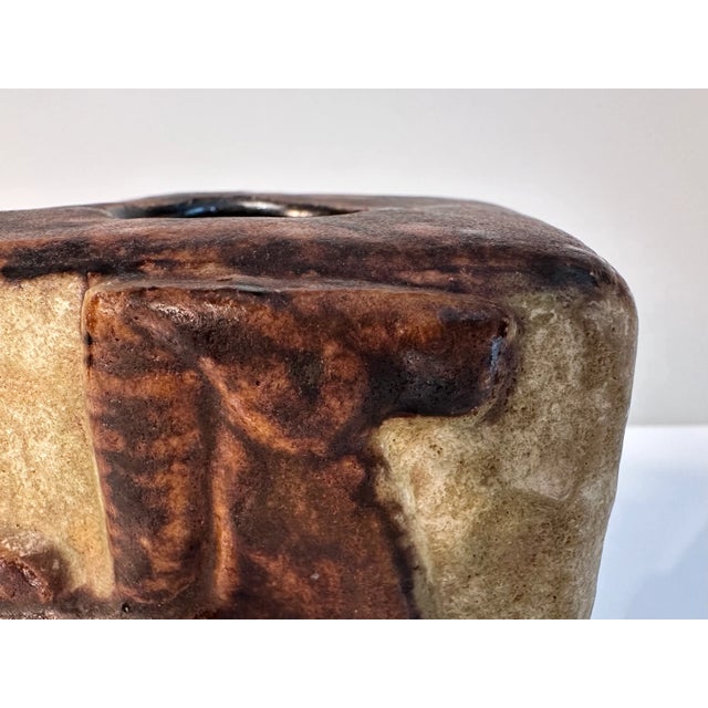 Modern Brutalist Cube-Shaped Studio Ceramic Art Vase by Helmut Friedrich Schäffenacker, 1960s For Sale - Image 3 of 11