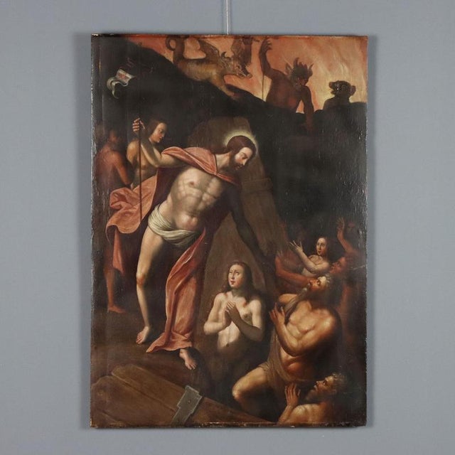 Lombard School, Painting Christ in Purgatory, Oil on Panel For Sale - Image 12 of 12