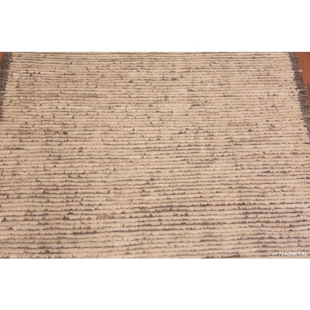 2020s Nazmiyal Collection Solid Ivory Cream Color Modern Runner Rug For Sale - Image 5 of 6