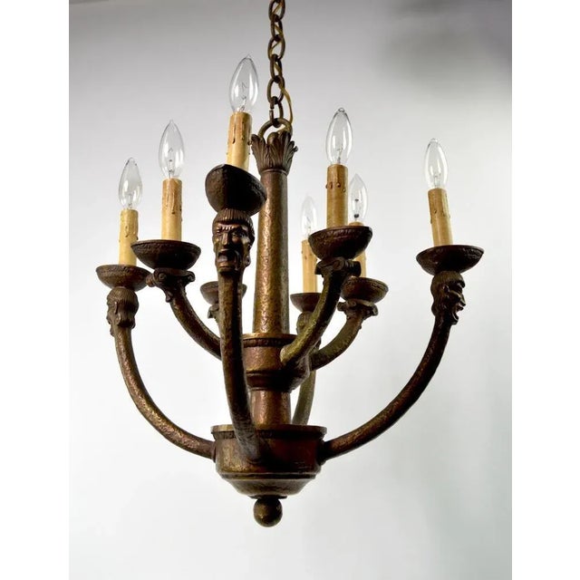 Eight-Light Greco Roman Revival Arts & Crafts Chandelier For Sale In New York - Image 6 of 10