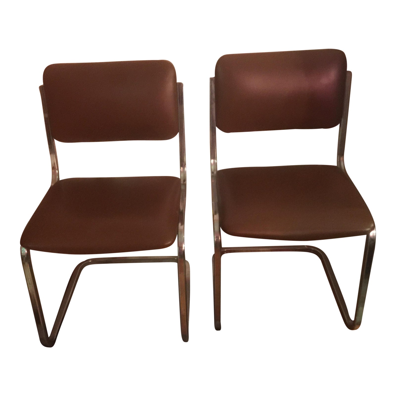 Bertolini Leather Cantilever Chairs - A Pair | Chairish