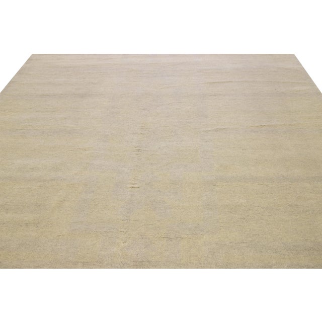 Moroccan Modern Moroccan Style Handmade Seamless Pattern Beige Square Wool Rug For Sale - Image 3 of 11