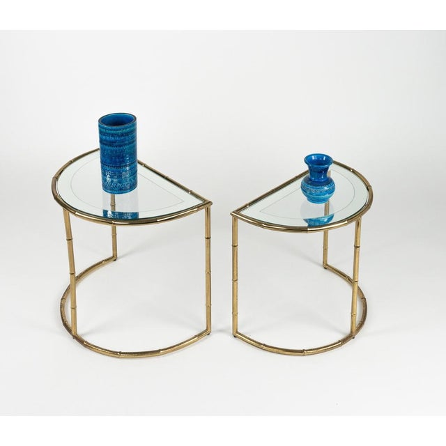 Mid-Century Modern Brass and Glass Nesting Tables, 1970s, Set of 2 For Sale - Image 6 of 18