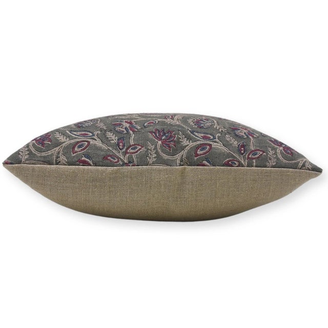 Textile Fabdivine Decorative Thick Linen Cushion Cover 14x14 Inch Block Printed Home Accent- Saraswati For Sale - Image 7 of 8