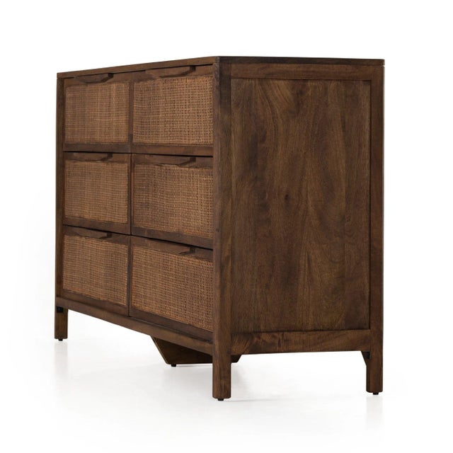 Four Hands Sydney 6 Drawer Dresser - Brown Cane For Sale - Image 10 of 12