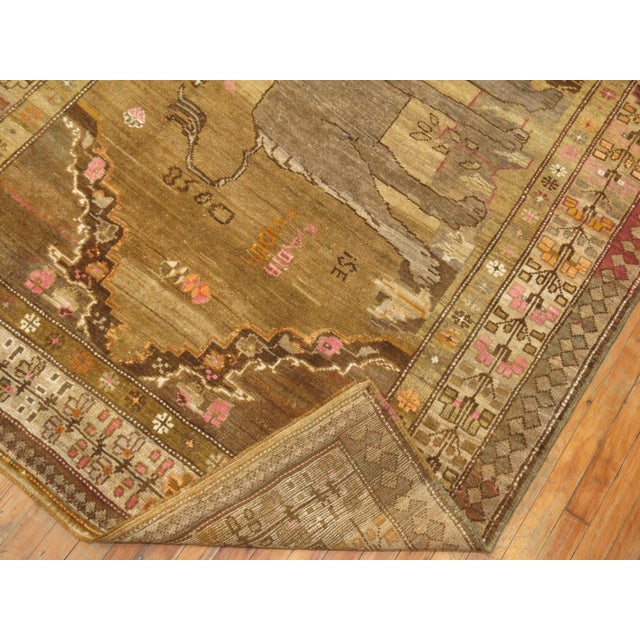 Vintage Zabihi Collection Double Lion Turkish Gallery Size Runner For Sale - Image 12 of 12