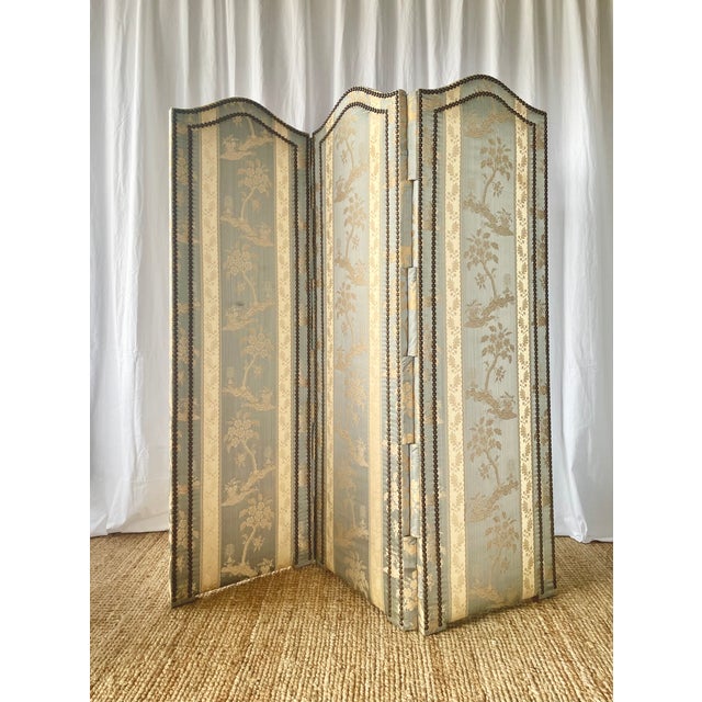 Vintage Screen in Damask Silk, 1920s For Sale - Image 18 of 18