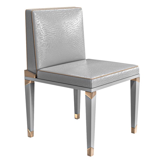 "Perla" Chair With Stainless Steel, Bronze Details, Handmade For Sale - Image 4 of 9