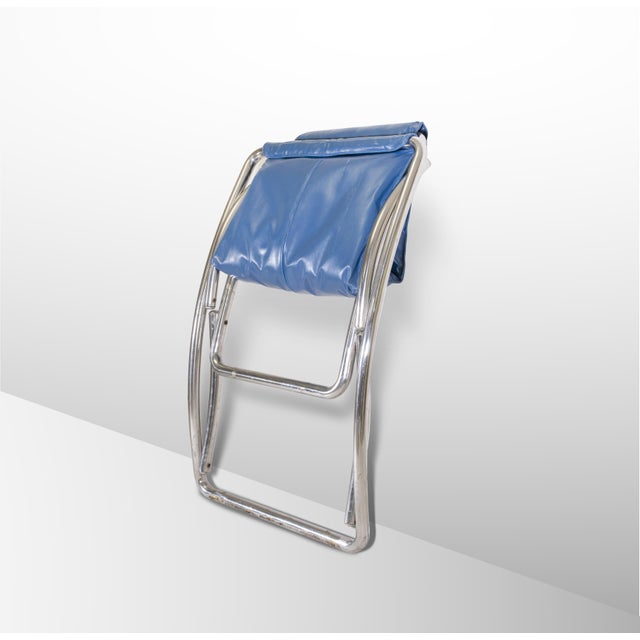 Folding Tubular Chromed Steel Deckchair, Italy, 1970s For Sale - Image 4 of 7