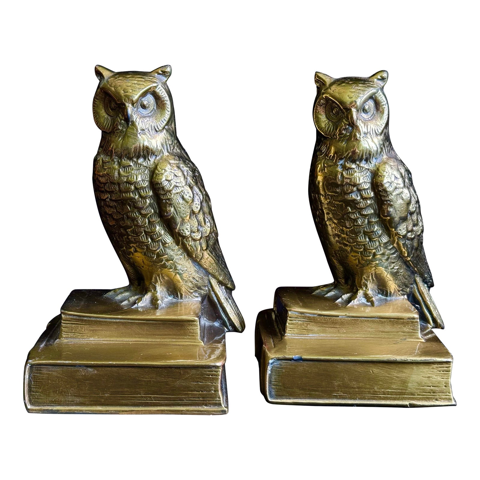 Vintage Cast Brass Owl Sculpture Bookends a Pair Chairish