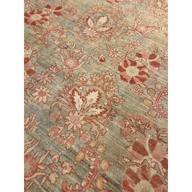 Early 20th Century Light Blue and Coral Antique Mahal Rug, Handmade Oriental Rug, 8'9"x12'11" For Sale In New York - Image 6 of 12