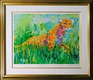 LeRoy Neiman Prowling Leopard With New Custom Gold Frame Hand Signed Limited Ed.
