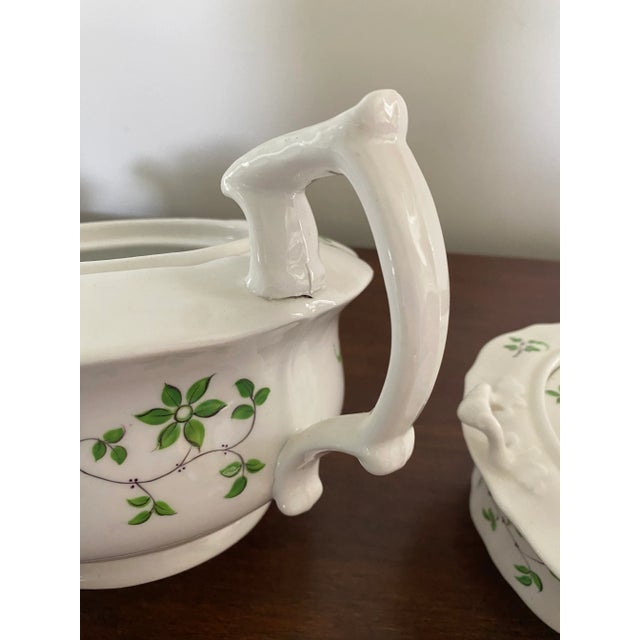 Staffordshire Antique English China Staffordshire Sprig Tea Set - 3 Piece Set For Sale - Image 4 of 12