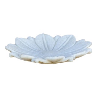 Carved Marble Lotus Flower Plate For Sale