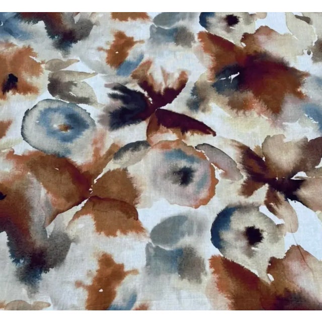 Harlequin Flores Fabric 28 Yard Bolt in Rust/Ruby/Nordic Blue Linen / Viscose Blend Made in the Uk For Sale