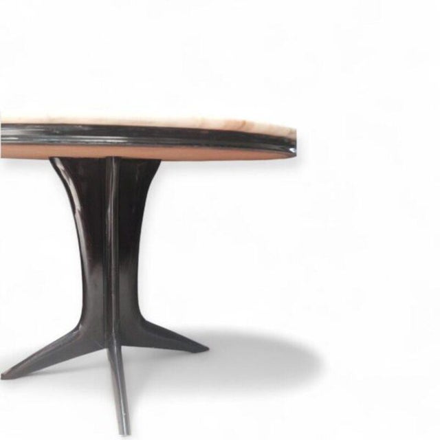 Mid-Century Modern Italian Round Table in Lacquered Wood and Marble For Sale - Image 3 of 4