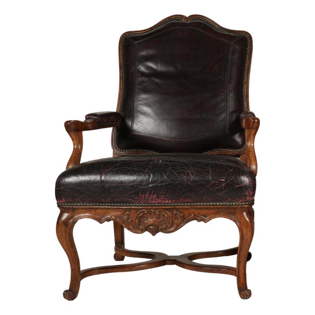 Hendrix Allardyce French Provincial Fruitwood & Leather Fauteuil Desk or Side Chair For Sale