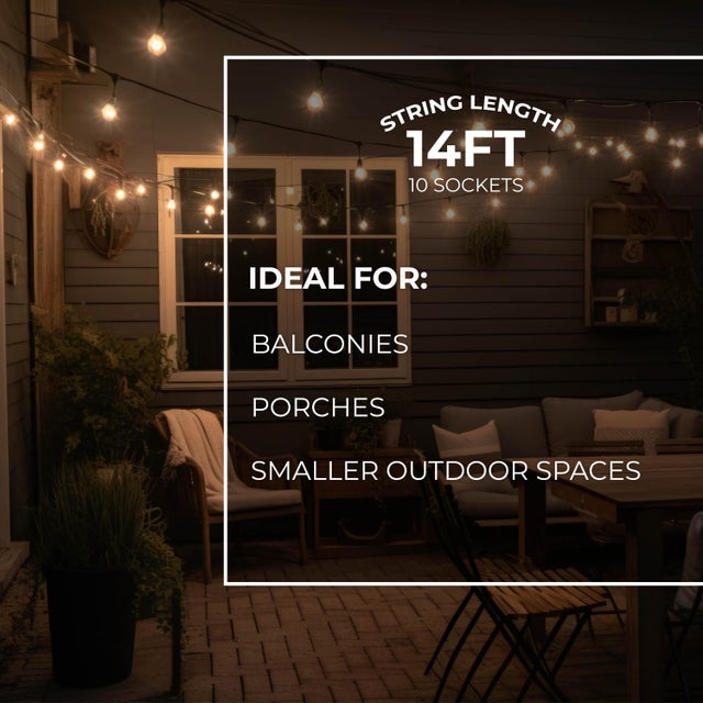 Bulbrite 14-foot String Light Kit with Clear Shatter Resistant Globe G16 LED Light Bulbs For Sale - Image 4 of 5