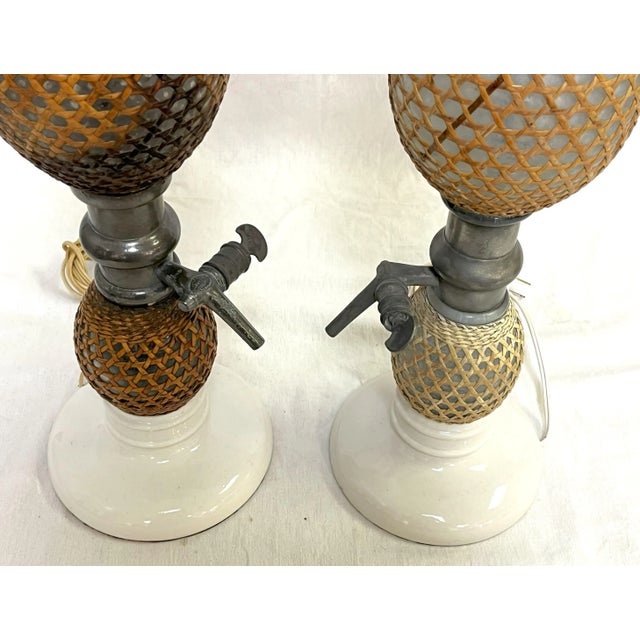 Brown 19th Century French 'Briet Brevete' Seltzer Bottle Lamps- a Pair For Sale - Image 8 of 12