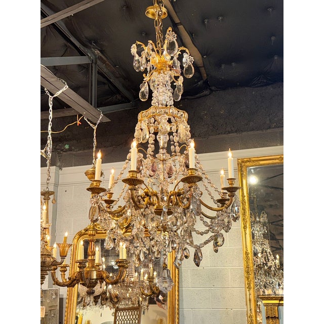 Traditional 19th C. French Baccarat Manner Bronze and Crystal Chandelier For Sale - Image 3 of 9