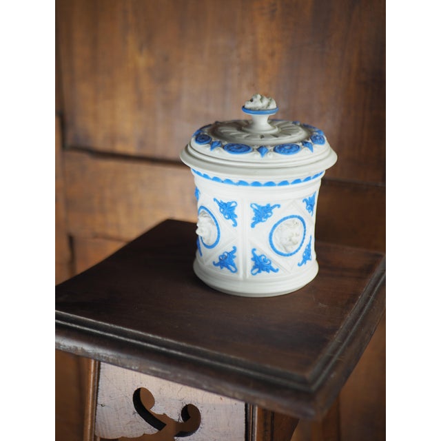 Ceramic Mid 19th Century Continental Parian Ware Lidded Jar For Sale - Image 7 of 10
