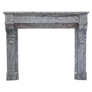 19th Century Italian Louis Philippe Bardiglio Marble Fireplace Mantel For Sale