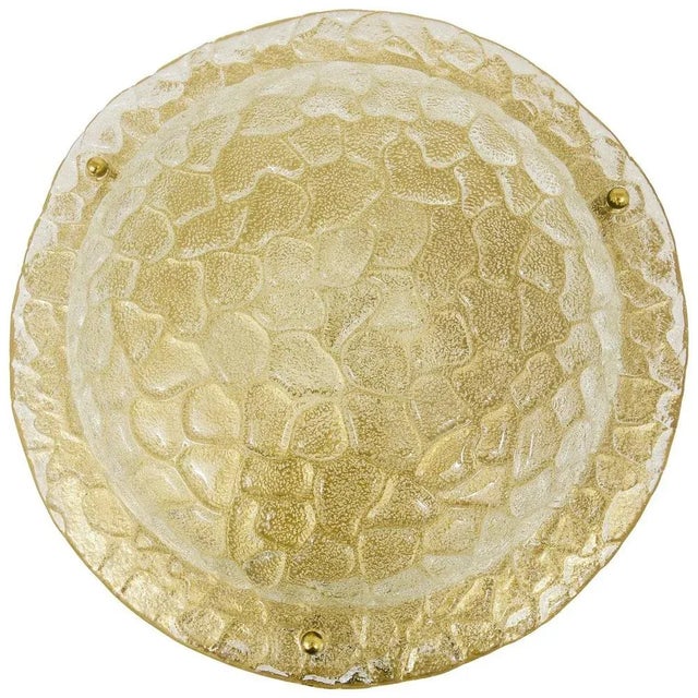 Large Textured Bubble Glass and Brass Flush Mount, Germany, 1970s For Sale - Image 11 of 11