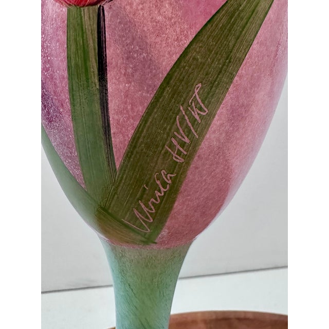 Late 20th Century Kosta Boda “Tulipa” Hand-Painted Art Glass Goblets by Ulrica Hydman-Vallien – Pair For Sale - Image 10 of 18