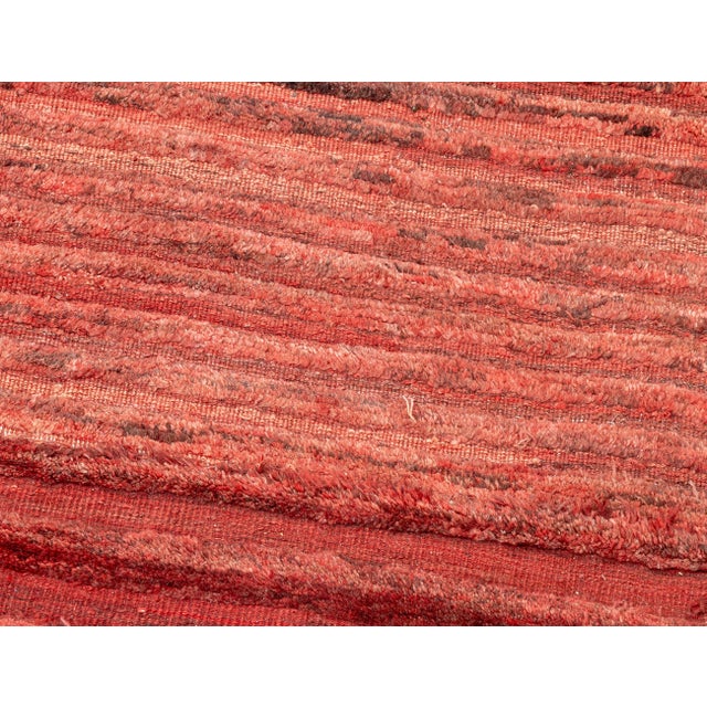 Modern Striped Pattern Red Carpet, 9' 8" X 8' 3.5" For Sale - Image 4 of 9