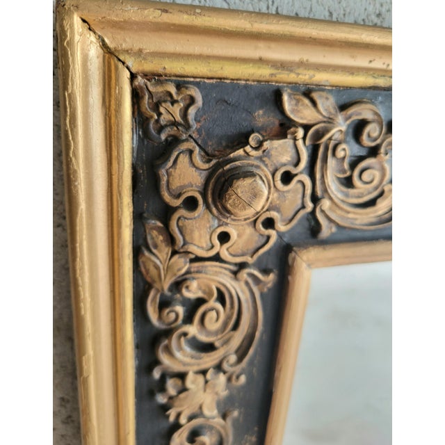 Monumental Antique French Mahogany Black Gilt Gold Pagoda Early 20th Century Mantel Wall Mirror For Sale - Image 10 of 17