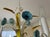 Italian Mid-Century tole five light chandelier with gathered blue flowers, grasses and wheat stalks. Hangs 38 3/4" down...