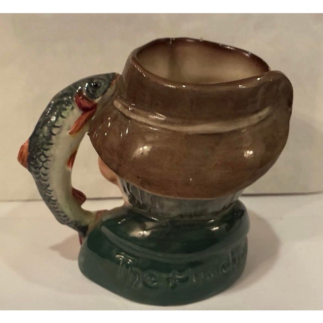 Mid-Century Modern Vintage Royal Doulton Character Jug Mug - The Poacher - Fisherman W/ Trout Handle - England For Sale - Image 3 of 6