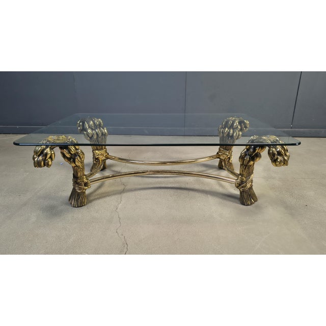 Vintage Brass and Glass Flower Coffee Table, 1970s For Sale - Image 10 of 10
