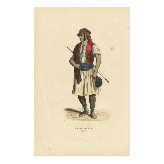 Markaert, Man from Murcia, 1845, Hand-Coloured Lithograph on Paper For Sale