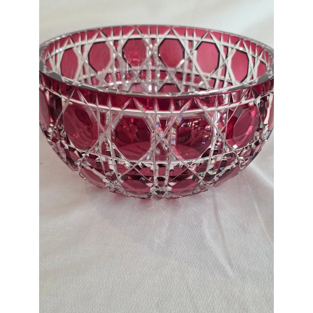 Ruby Red ​Vintage Signed Fabergé Cranberry Cut-to-Clear Crystal "Russian Court" Bowl For Sale - Image 8 of 10