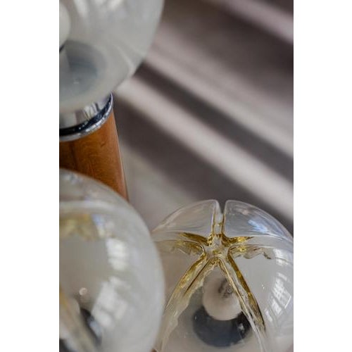Vintage Murano Lamp in Wood, Chrome, and Glass For Sale - Image 4 of 7