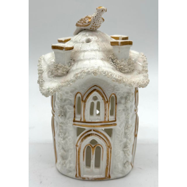 Staffordshire Antique Staffordshire Cottage Pastille Burner With Bird For Sale - Image 4 of 6
