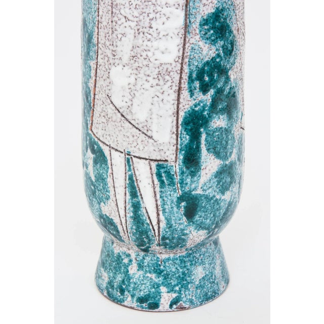 1960s 1960's Italian Glazed Ceramic Raymor, Gambone Style Vessel, Object or Sculpture Turquoise and White For Sale - Image 5 of 11