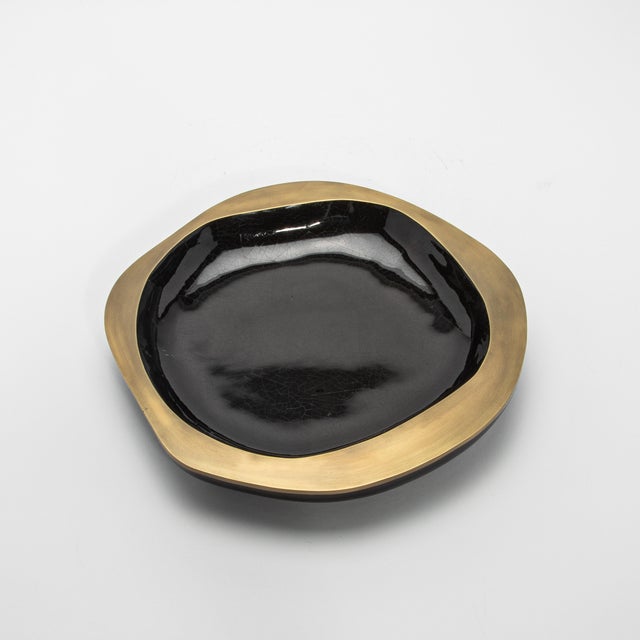 Bowl in Black Shell With Bronze Patina Brass Details by R&y Augousti For Sale In Los Angeles - Image 6 of 7