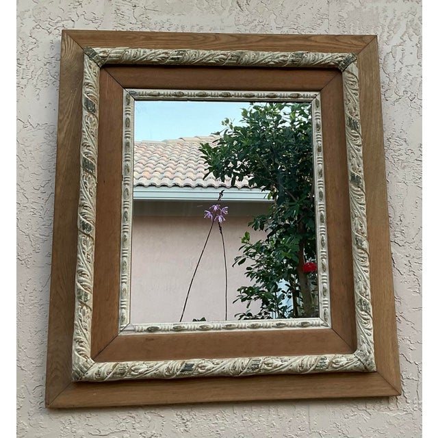 Beautiful antique hand carved solid wood Italian mirror with exceptional scrolling vine motif , hand painted . Actual...