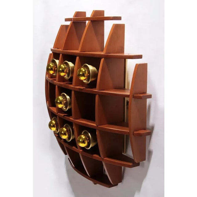 Brown Wooden Wall Lamp by Angelo Brotto, 1960s For Sale - Image 8 of 13