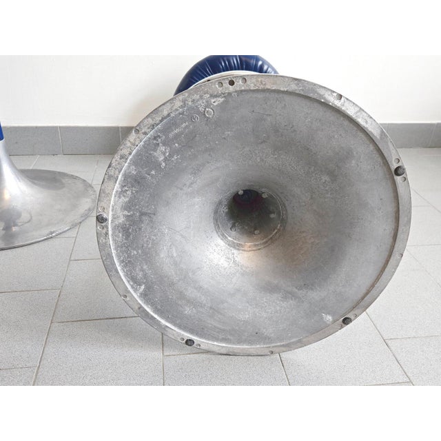 Vintage Bar Stools in Blue Faux Leather and Aluminum from Knoll, 1970s, Set of 2 For Sale - Image 10 of 14