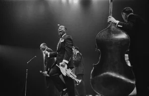 Louis Armstrong on Stage' Contemporary Archival Black and White Photograph Print From the Original Negative by Haywood Magee - 30x40