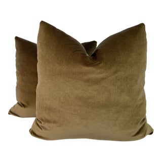Bronze Cotton Velvet 22" Pillows-a Pair For Sale