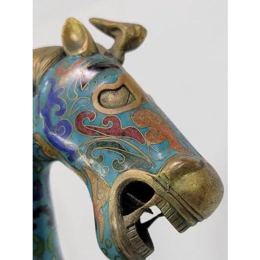 Chinese Cloisonne Enamel Gilt Success Horse Statue For Sale In Los Angeles - Image 6 of 10